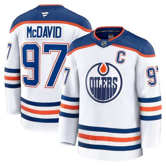 Connor McDavid Edmonton Oilers Fanatics White Away Premium Authentic '25 Jersey - Picture 8 of 8